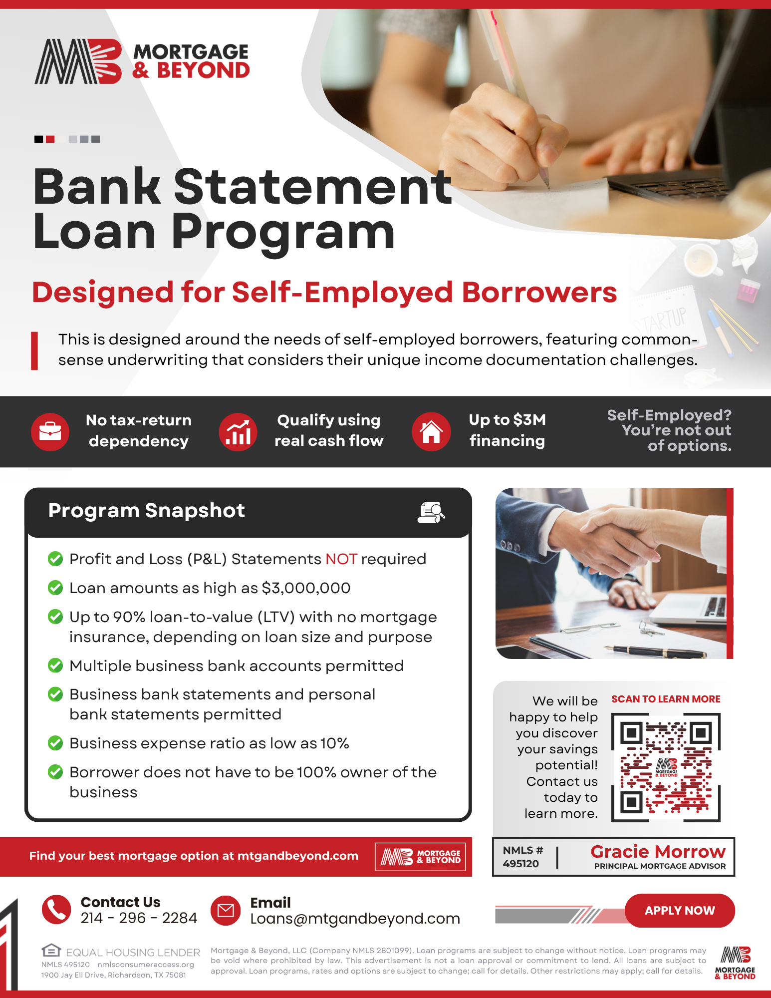 Bank Statement Loan Flyer